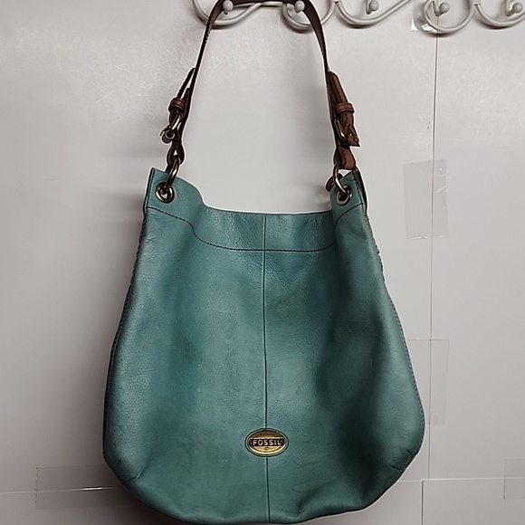 Fossil Handbags - Fossil Teal Vintage Leather Shoulder Bag with Key Charm. LONG LIVE VINTAGE